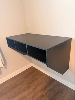 Modern Floating Wall-Mounted Desk – Black | Space-Saving Home Office
