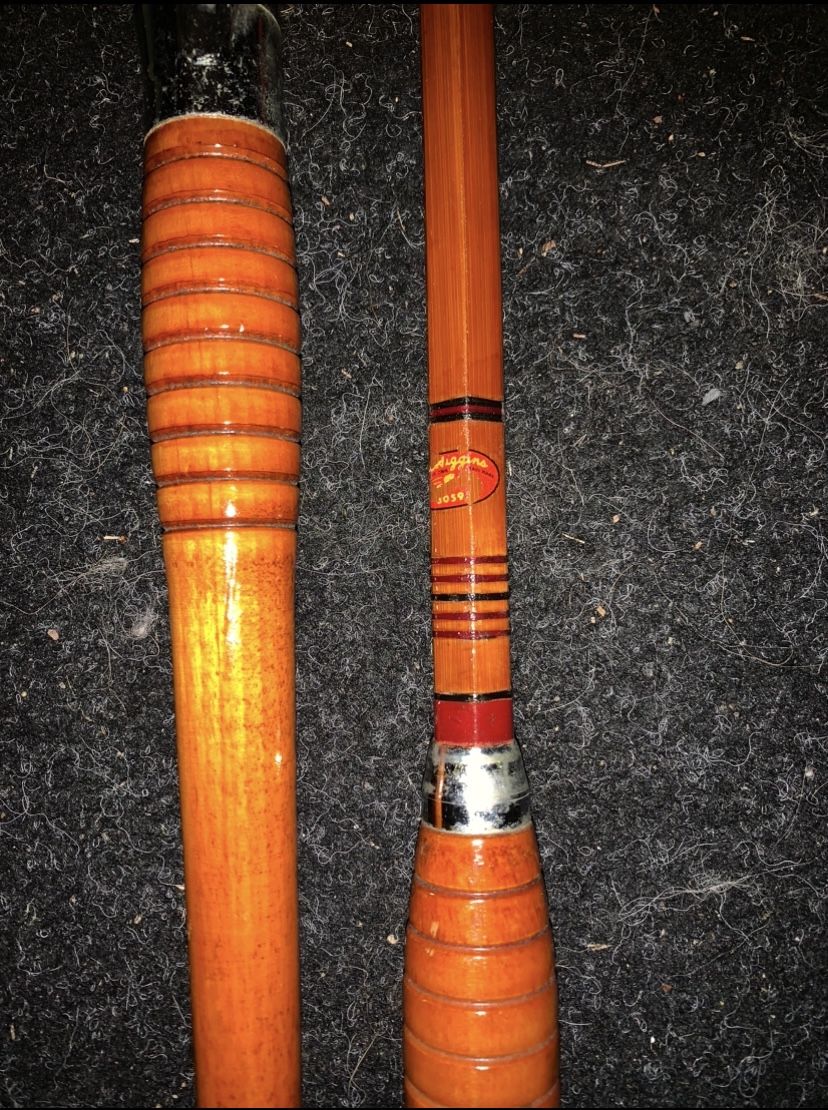 Rare Antique Hexagon Shaped Bamboo Rod. Two Pieces.
