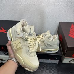 Aj4 Nike Air Jordan 4 Off White Sail Jack size 7,7.5,8,8.5,9,9.5,10,10.5,11,12