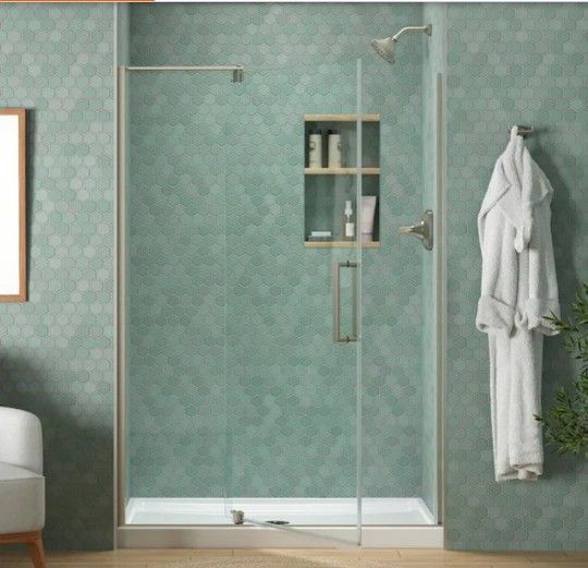 KOHLER Echelon 44 48 in. x 70 in. Frameless Pivot Shower Door in