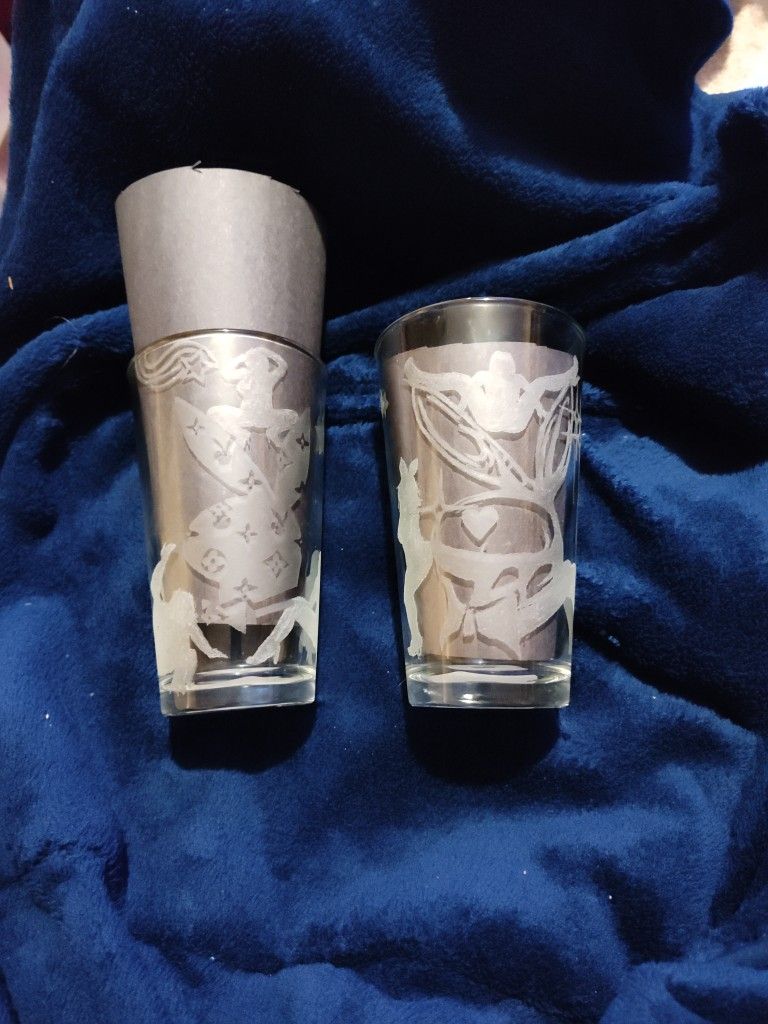 Custom Hand Engraved Playboy Bunny Glasses