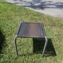 SMALL PATIO TABLE METAL AND WICKER