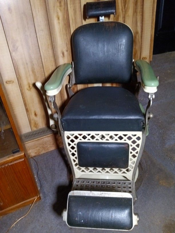 1920's Antique Emil J. Paidar Barber Chair w/Booster Seat