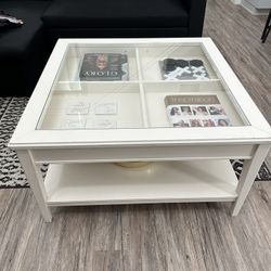 Glass Top Coffee Table With Drawers And Storage Underneath 