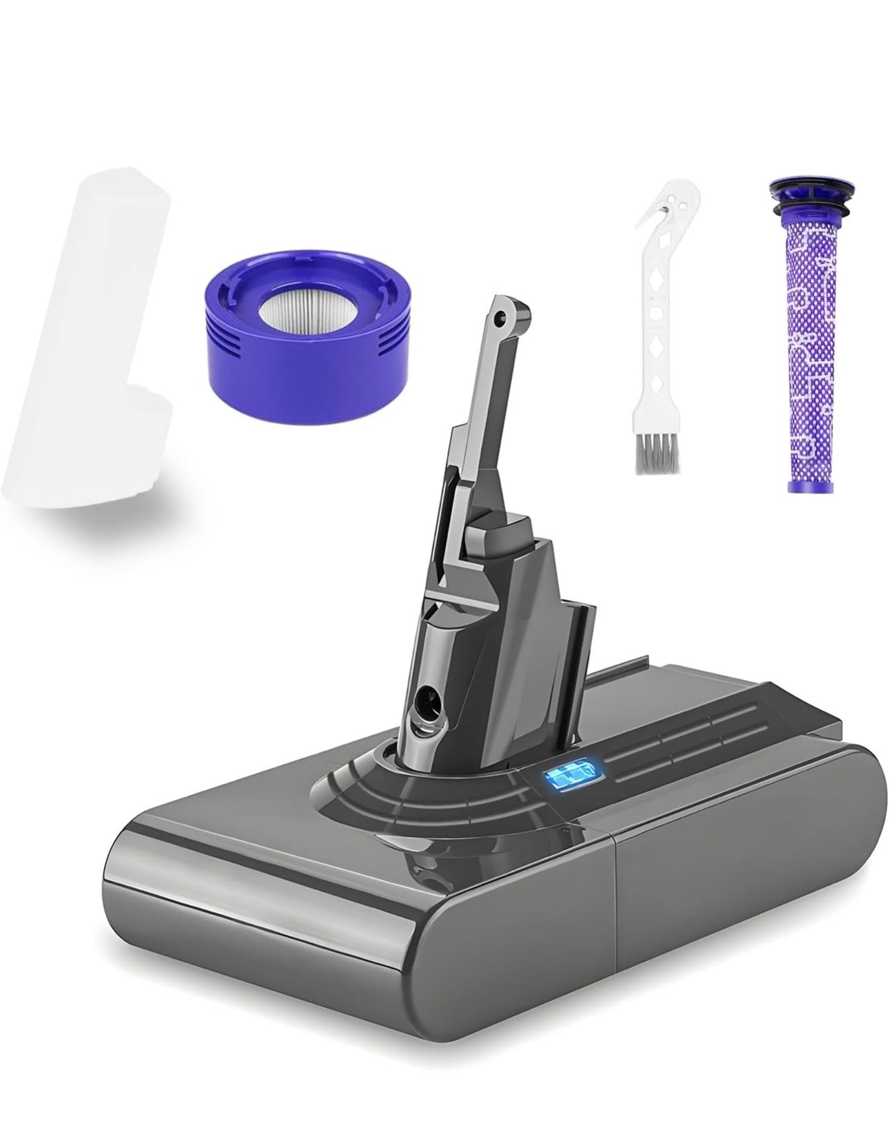 Dyson V8 7000mAh Replacement Battery 21.6V w/ 2 Filters for SV10 Vacuum