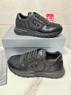 Prada Black Leather Low-Top Sneakers