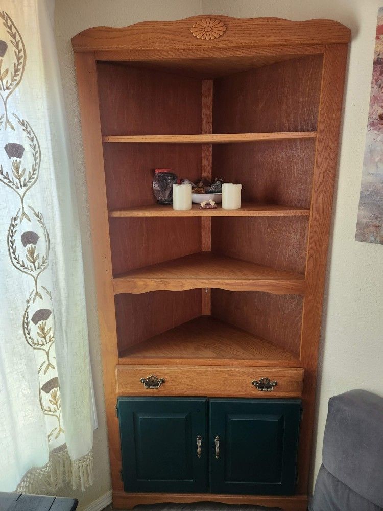 Corner Cabinet, Tall Bookcase Great Condition