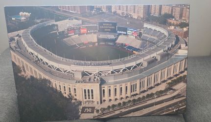Yankees stadium 2009 world champions wood canvas OBO
