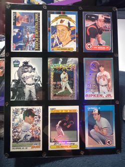 Cal Ripken Jr Framed Baseball Card Display 9 Card Lot Orioles HOF Topps Fleer