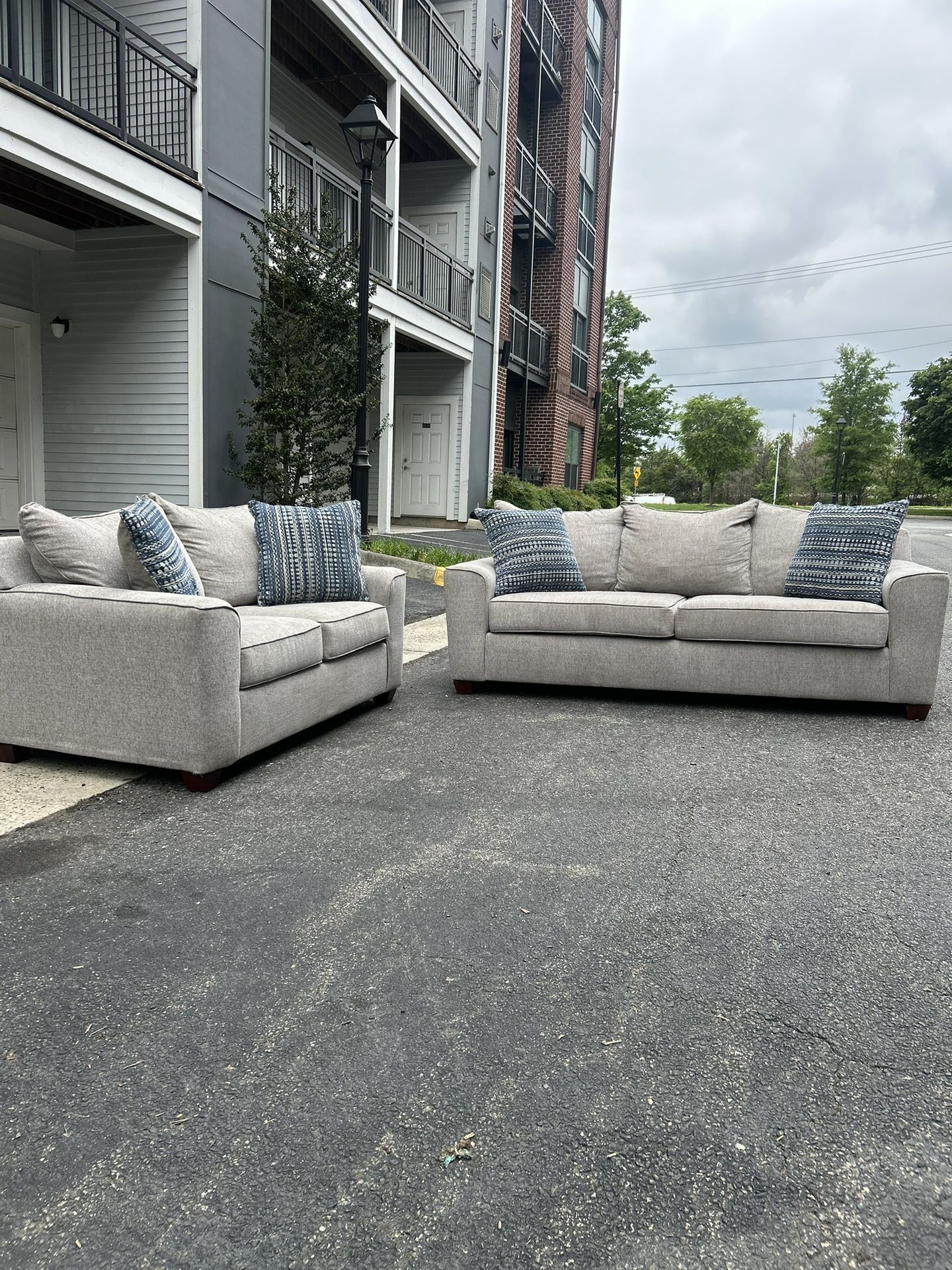 Gray Couch And Loveseat - Free Delivery 
