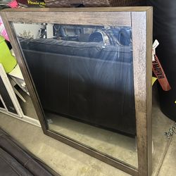3x3’ mirror with wood frame
