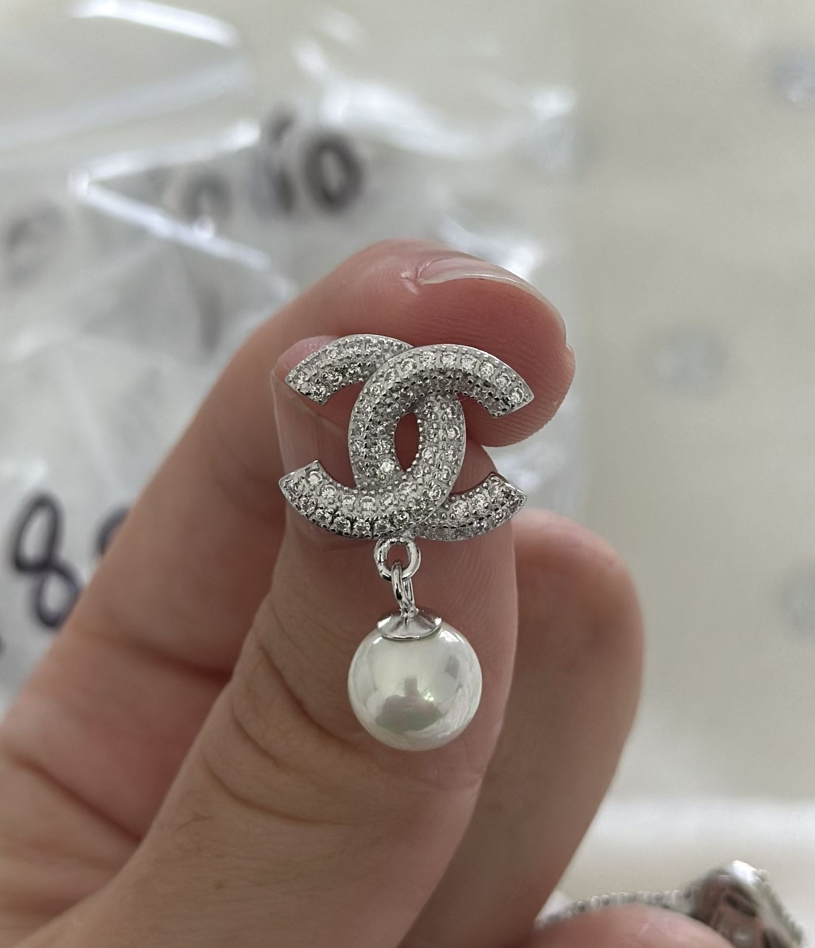 Luxury Earrings CC 925 Sterling Silver Designer Pearl Trendy Classy Elegant Party Event Prom