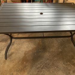 Black outside rectangular table