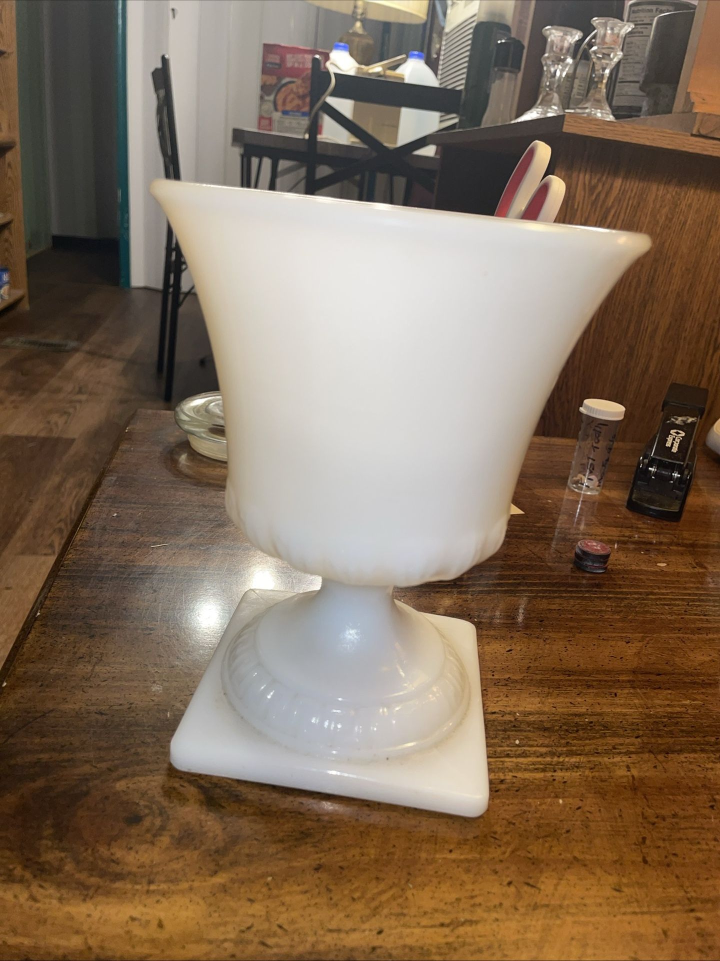 Vintage EO Brody, milk, glass vase