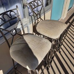 Two Bar Stools/ One Stain. Both Metal Heavy Frame / Soft Cushion 