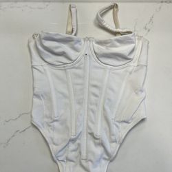Skims White Corset Bodysuit