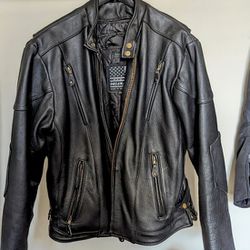 Men's Leather Motorcycle Jacket (New), Bikers Dream Apparel, Genuine Soft Leather, Size 42