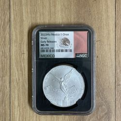 NGC graded ms70 2023 1 oz 999.fine silver libertad