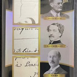 INVENTORS OF SPORTS Naismith Doubleday Camp 2024 Pieces of the Past 1800s Edition Triple Relic Card