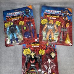 New Masters of The Universe Buzz Saw Hordak, Battle Armor He-man & Skeletor Set