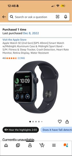 Apple Watch SE 2nd Gen 40mm Midnight