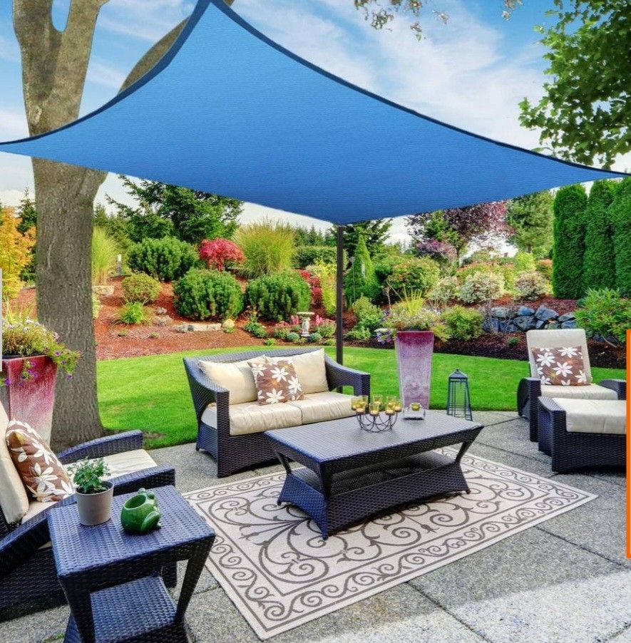Sunshade Sail Canopy 8 ft. x 12 ft. Blue Rectangle Awning for Outdoor Patio Garden
