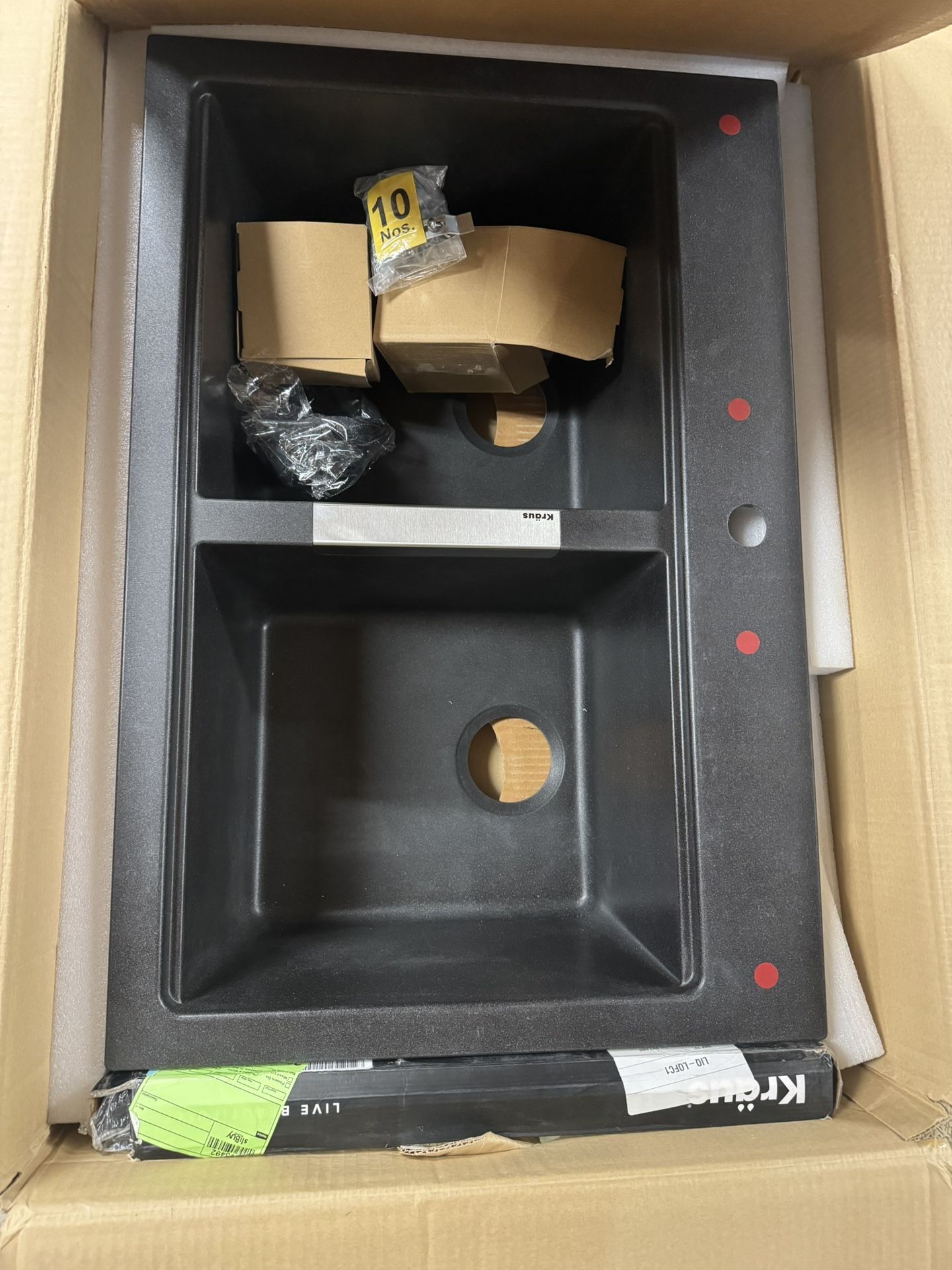 Kraus Quarza Black Onyx Double Sided Sink (KGD-433B)