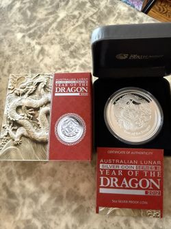 2012 5oz Australia Year Of The Dragon Proof Silver Coin 