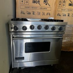 Viking 36”Wide Dual Fuel Range Stove In Stainless Steel With Griddle