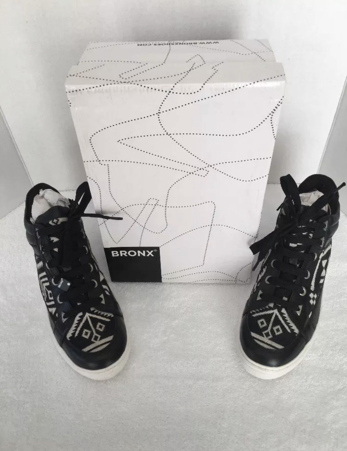 *NEW* Bronx Womens Zoo Nee Black Leather High Top Sneakers Sz US 8.5 *MSRP $105*