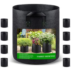 Tall Grow Bags, 5 Gallon 8 Pack Grow Pots with Handles, Improved 280G Thickened Aeration Fabric Deep Plant Growing Bags