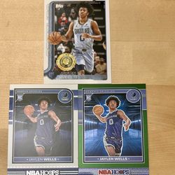 Jaylen Wells Rookie 3-Card Lot | Topps Rookie Team Gold + Hoops Green RC | Grizzlies