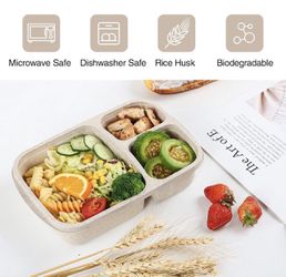 PUiKUS 4 pack bento lunch box, 4 compartment meal prep containers