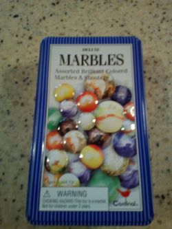 Vintage deluxe marbles tin/2004 cardinal industries/ collectible marbles tin/4.5x7.5x2 inches/ also marbles game booklet