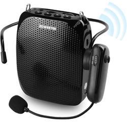 Voice Amplifier with UHF Wireless Microphone Headset, 10W 1800mAh Portable Rechargeable PA System