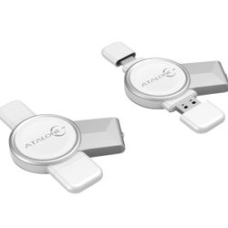 Upgraded Version Portable Charger for Apple Watch, 2 in 1 Cordless Charger for Apple Watch with USB and USB-C Port,Magnetic Charger Compatible with Ap