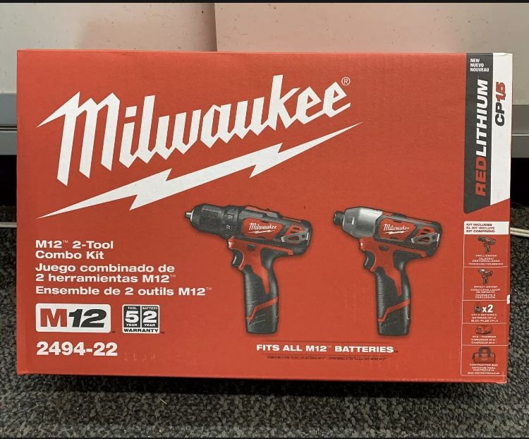 Milwaukee M12 12-Volt Lithium-Ion Cordless Drill Driver/Impact Driver Combo Kit w/ Two 1.5Ah Batteries, Charger Tool Bag (2-Tool)