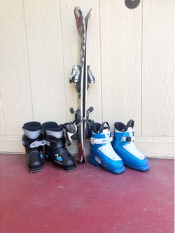 Kids K2 skis and 2 pairs of boots