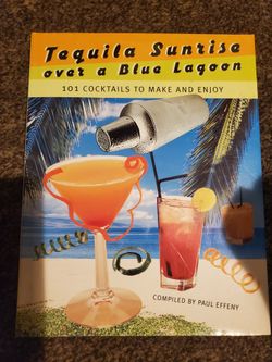 Tequila Sunrise over a Blue Lagoon Cocktail Mixing Recipe Book