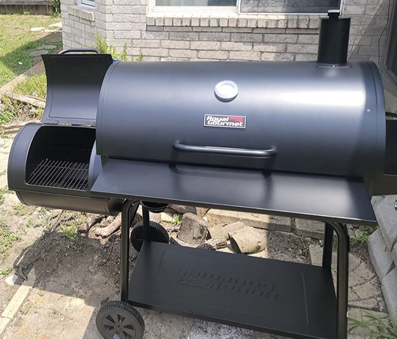 Charcoal Grill w/ Offset Smoker Deluxe 36” Burch BBQ Barrel Grill and Smoker Combo,1200 Square Inch