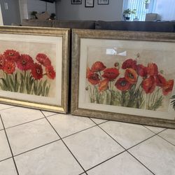 Poppies And Daisy Flower  Framed Pictures 