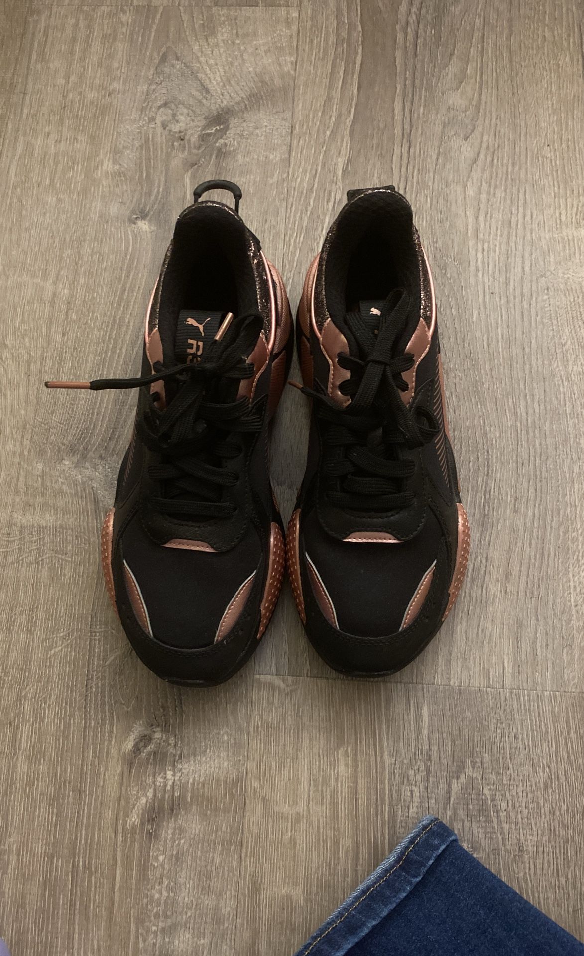 PUMA RS-X Rose Gold & Black Athletic Shoes
