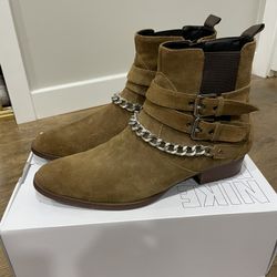 Men’s INC Brown Western Chelsea Boots with chain detail 