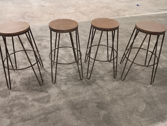 kateandlaurel  Tully Wood and Metal Bar Stools, 4 Pack
