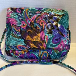 Vintage 80s J Renee Peacock Crossbody Bag Purse Handbag Colorful Lightly Used