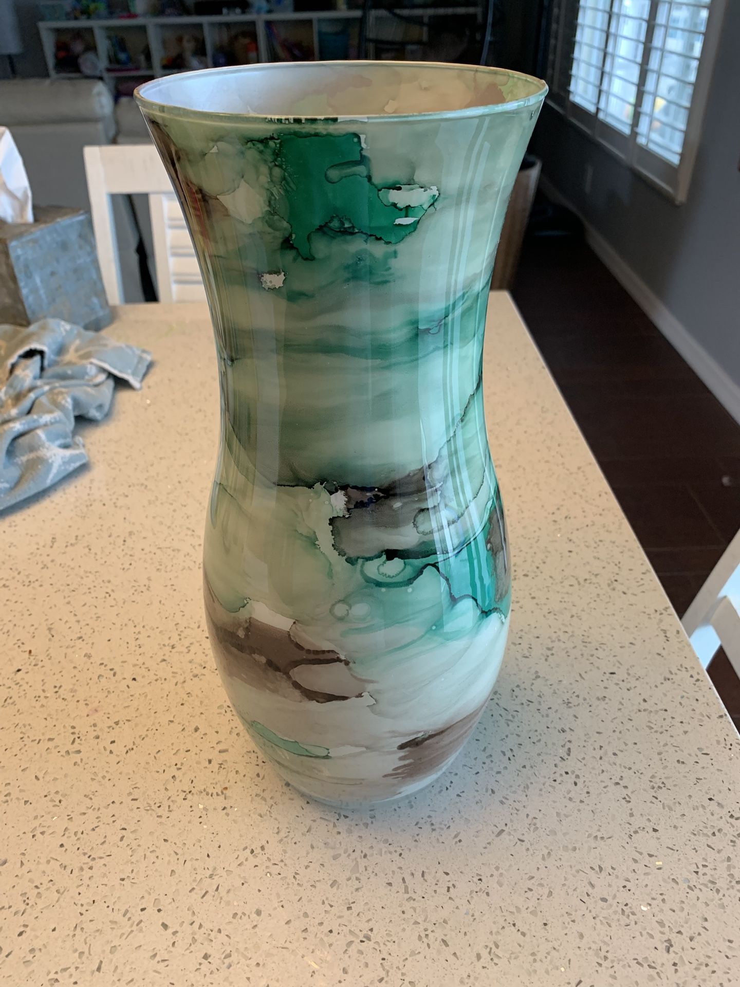 Glass watercolor vase 14.5” tall 6” wide - Vaso Claudia H37