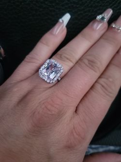 Halo Cushion Cut CZ Cocktail Ring 925 silver