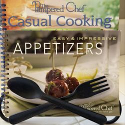 Pampered Chef Cookbooks & Spoon Fork Metal Cookbook Stand