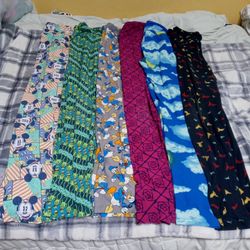 6 Pairs Of LulaRoe Leggings All ONE SIZE M(1.mickey Mouse Retro Colors/ 2. Donald Duck Grey/ 3.kermit. Green/blue