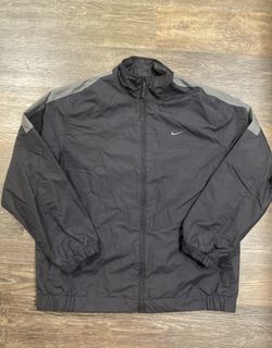 Vintage Y2k Nike Full Zip Black Windbreaker Jacket Mens Size M Gray Tag